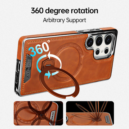 Premium Elegant Leather-Texture Case with 360° Magnetic Stand for Samsung