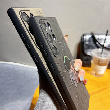 Premium Laser Astronaut Leather Case for Samsung, Reinforced Protection and Unique Style