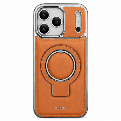 iPhone Luxury Leather MagSafe Case with Stand