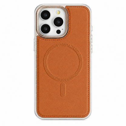 iPhone Magnetic Leather Case with Metal Frame