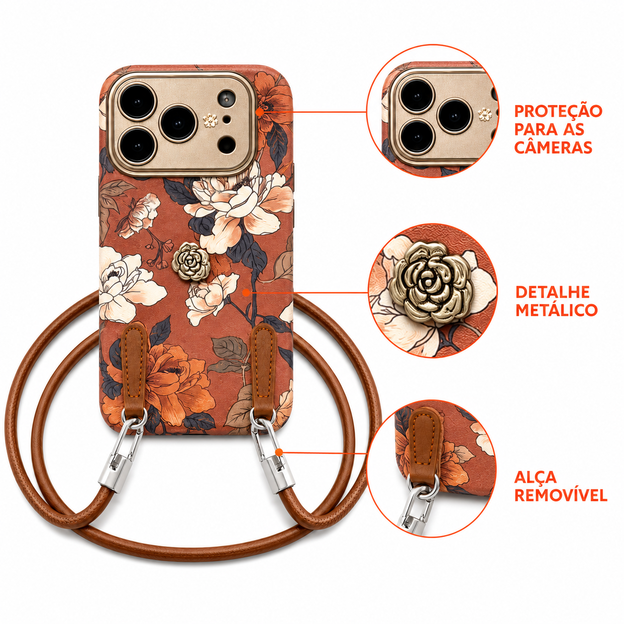 iPhone Garden Rosé Floral Case with Strap