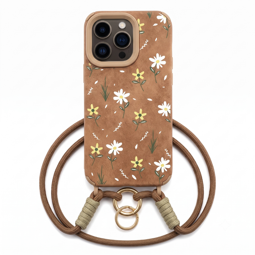 iPhone Garden Caramel Floral Case with Strap