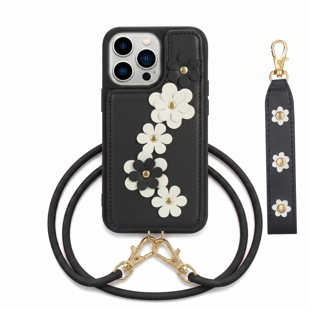iPhone Garden Daisy Case with Strap and Lanyard