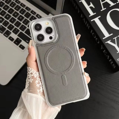 iPhone Magnetic Leather Case with Metal Frame