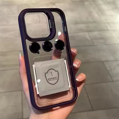 iPhone Clear Case with Lens Protection and Metal Stand
