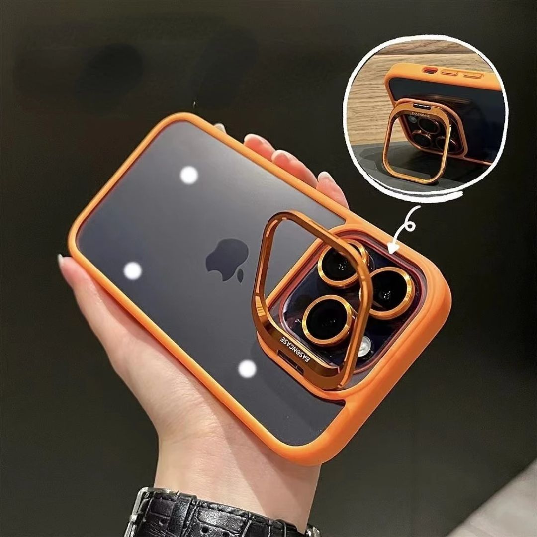 iPhone Clear Case with Lens Protection and Metal Stand