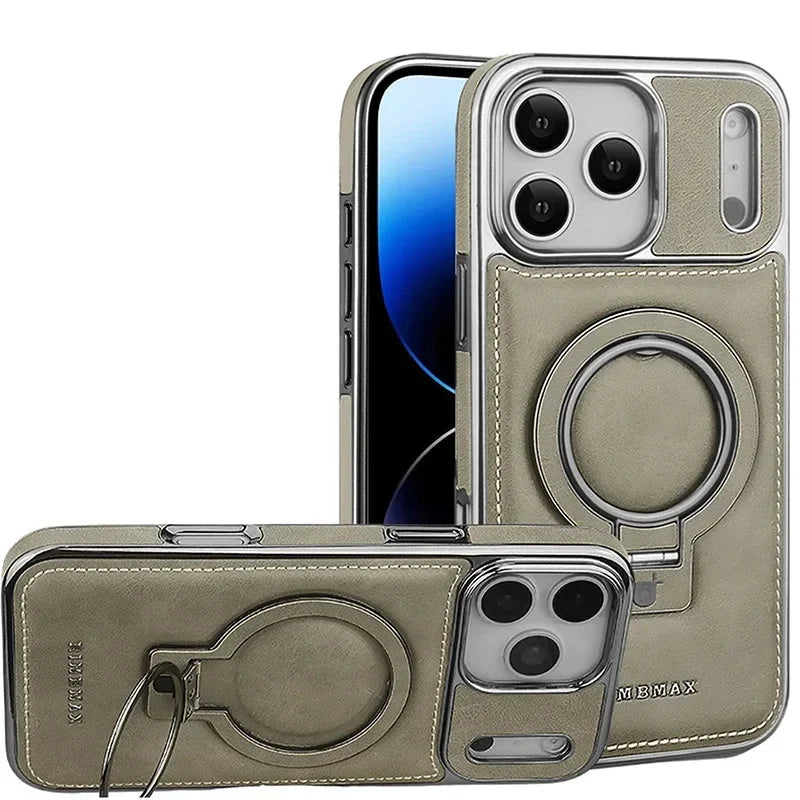 Luxury Leather MagSafe Case for iPhone: Stand and Premium Protection