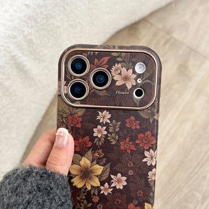Retro Floral Leather Phone Case for iPhone