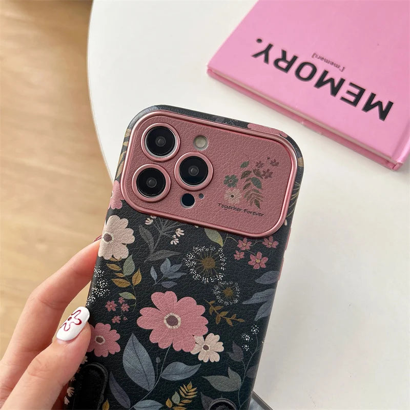 Retro Chrysanthemum Phone Case with Wrist Strap