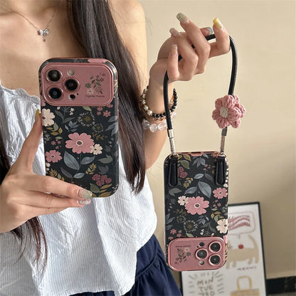 Retro Chrysanthemum Phone Case with Wrist Strap