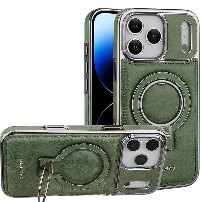 Luxury Leather MagSafe Case for iPhone: Stand and Premium Protection