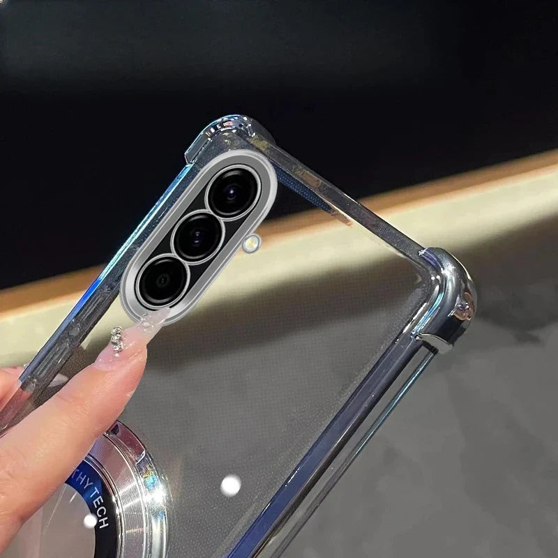 Samsung Galaxy A Case with Stand, Shockproof, Clear and Luxury Plated