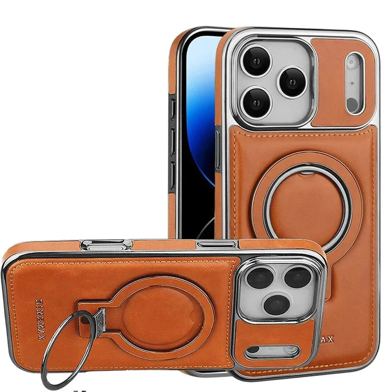 Luxury Leather MagSafe Case for iPhone: Stand and Premium Protection