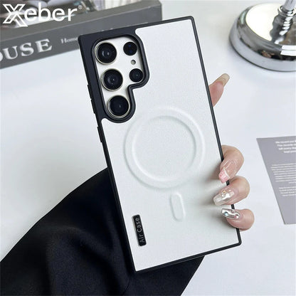 Smooth Leather Magnetic Case for Samsung MagSafe, Wireless Charging, Total Protection