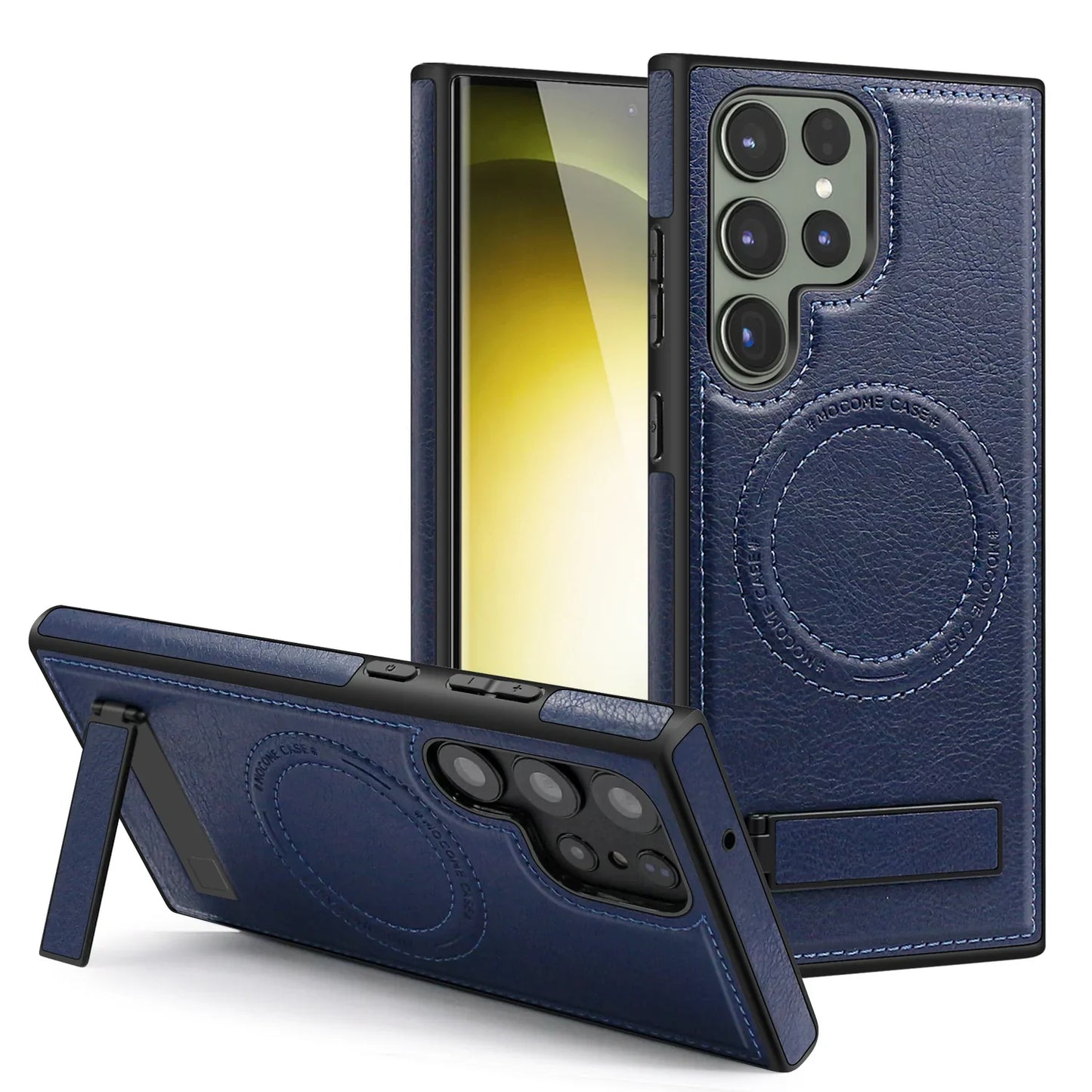 Magnetic PU Leather Case for Samsung Galaxy with Stand and Wireless Charging