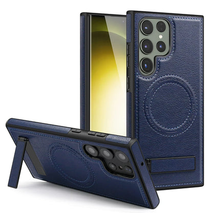 Magnetic PU Leather Case for Samsung Galaxy with Stand and Wireless Charging