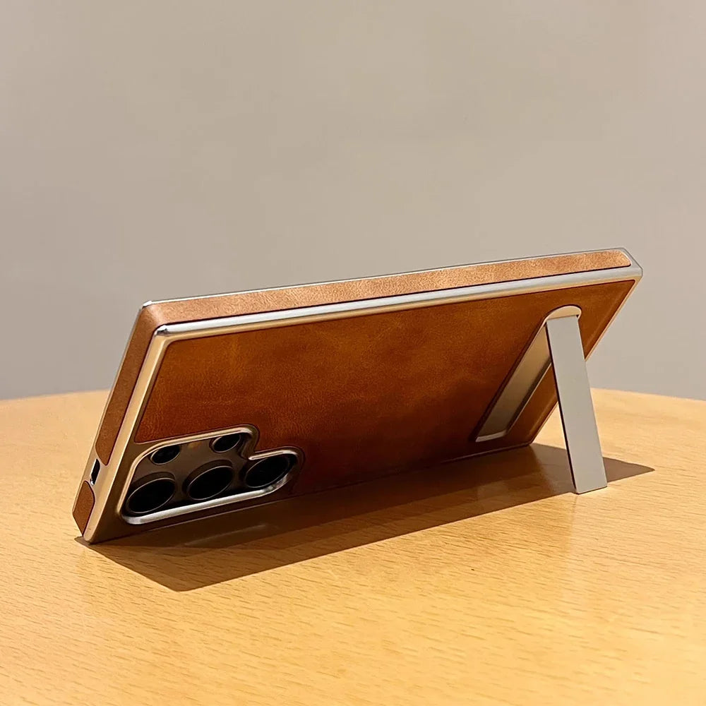Premium Leather Case for Samsung Galaxy with Invisible Stand and Full Shockproof Protection