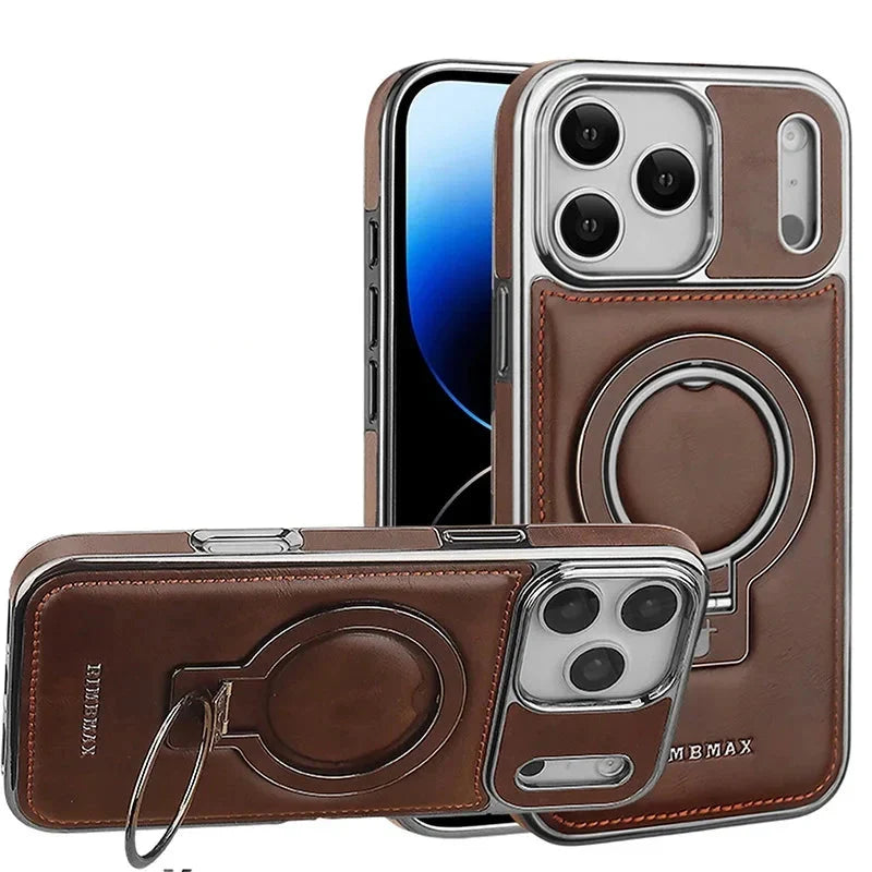 Luxury Leather MagSafe Case for iPhone: Stand and Premium Protection
