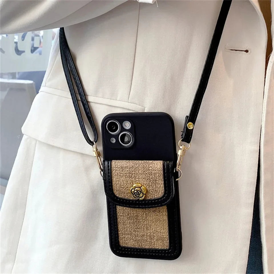 iPhone Jardim Camélia Case worn crossbody