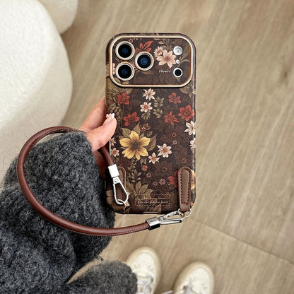 Retro Floral Leather Phone Case for iPhone