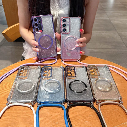 Premium Clear Magnetic Samsung Galaxy Case with Strap and Lanyard: Stylish Protection