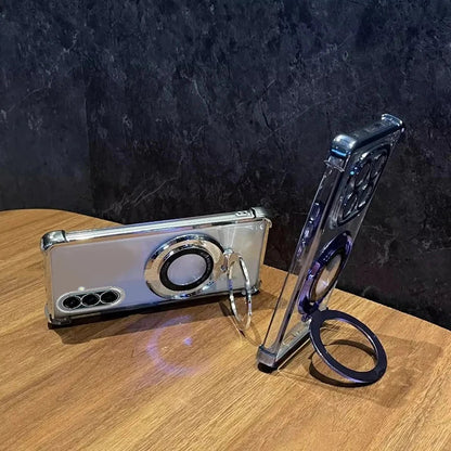 Samsung Galaxy A Case with Stand, Shockproof, Clear and Luxury Plated