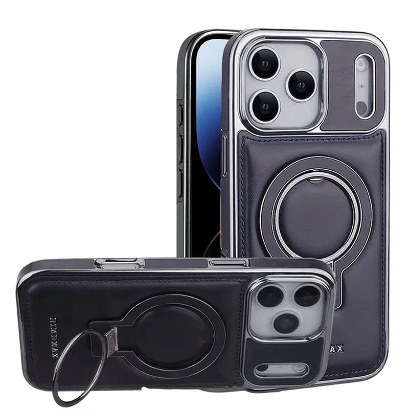 Luxury Leather MagSafe Case for iPhone: Stand and Premium Protection