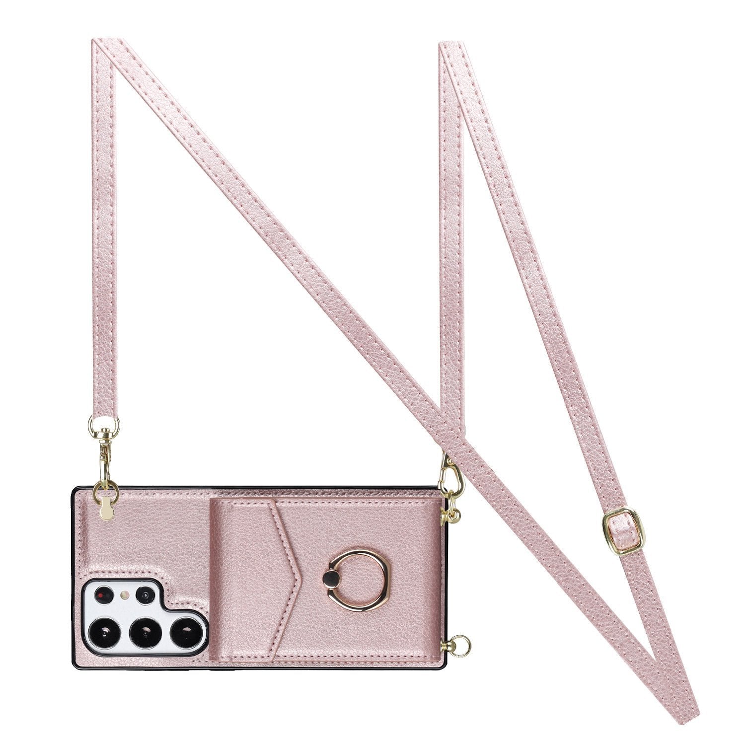 Samsung Wallet Case with Crossbody Strap and Card Holder, Adjustable Ring Stand