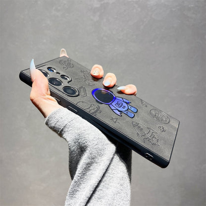 Premium Laser Astronaut Leather Case for Samsung, Reinforced Protection and Unique Style